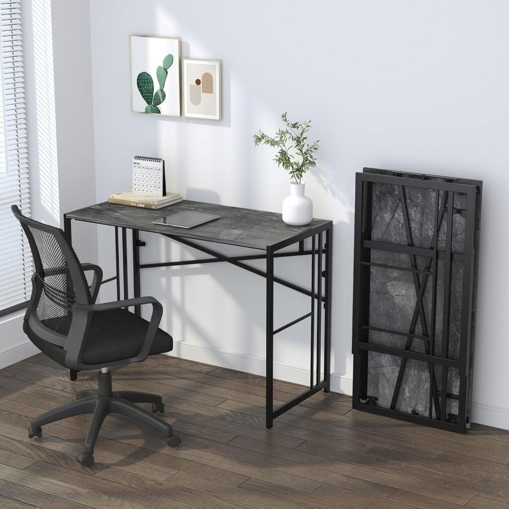 Vouwbaar Computerbureau 103 cm - Schrijf- en Gaming Bureau - Campingtafel Zonder Montage - Grijs Thuiswerkbureau