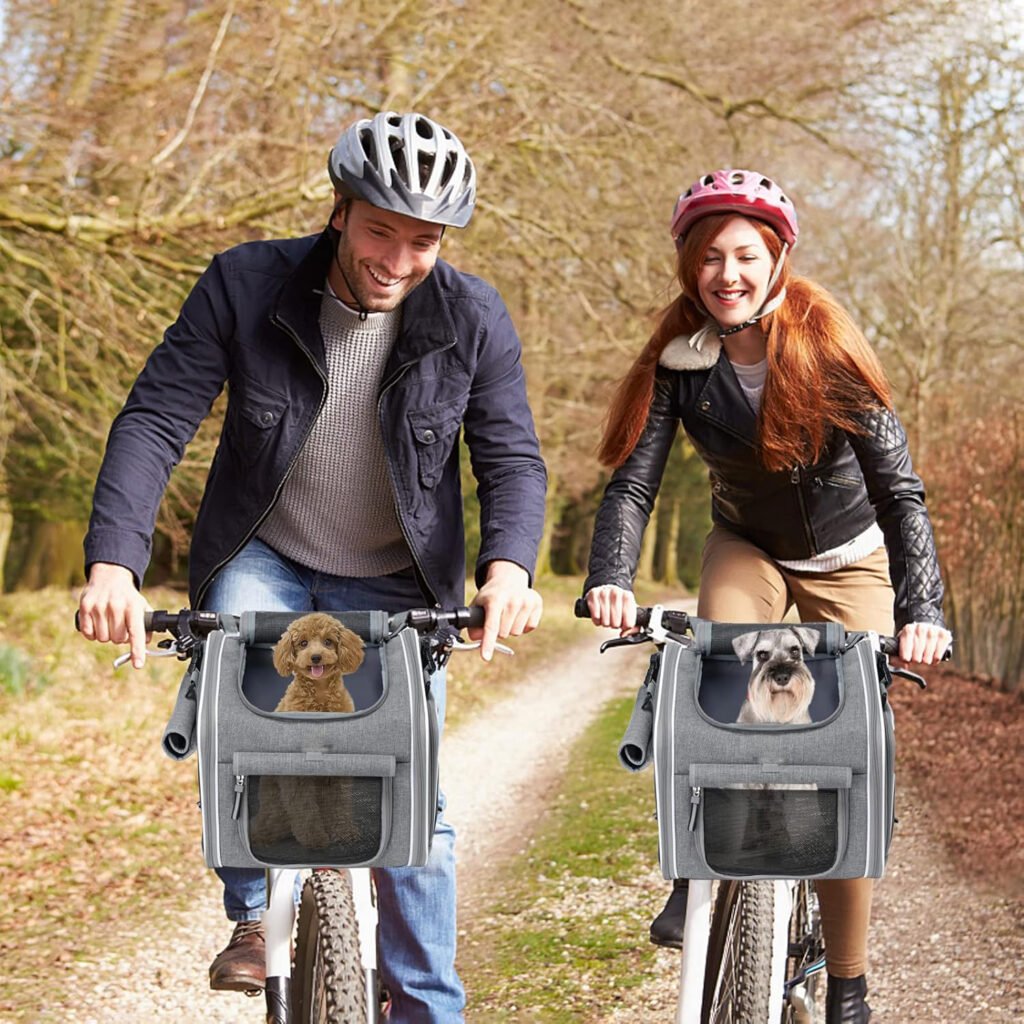 Hondenfietsmand voor kleine honden, uitbreidbare polyester fietsmand en draagtas voor fiets en auto
