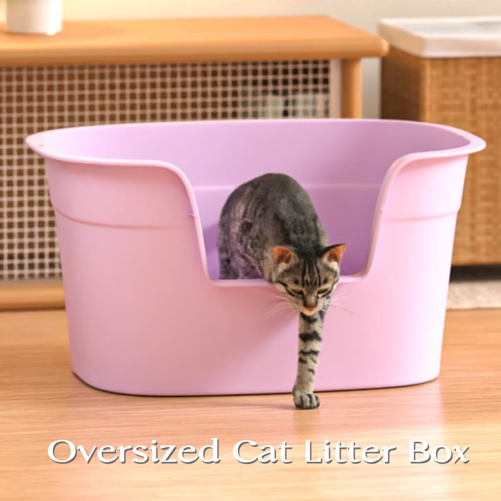 XL kattenbak met hoge randen 63x45x33 cm paars anti mors ontwerp voor katten gemakkelijk schoon te maken kattenbak voor kattenbezitters
