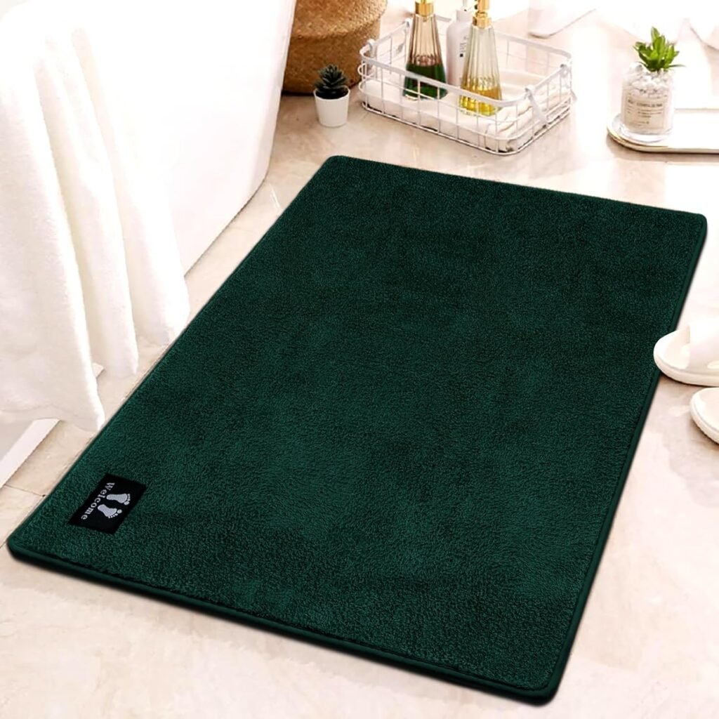 Badmat Donkergroen 40x60 cm - Antislip Badkamer Mat voor Douche en Bad - Waterabsorberend en Sneldrogend - Wasbare Comfortabele Badkamermat