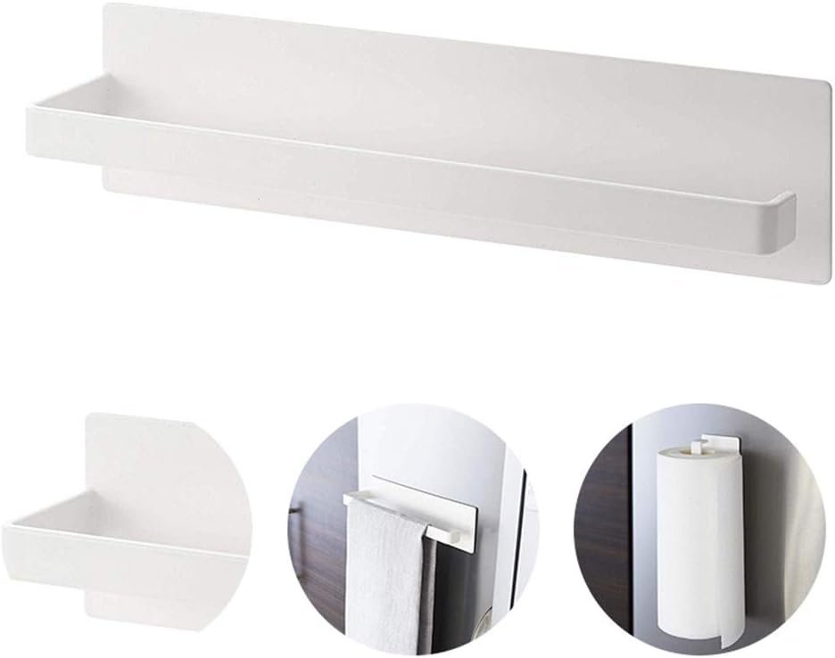 Wandmontage keukenrolhouder van roestvrij staal met magnetische houder in wit voor keuken en papierrollen