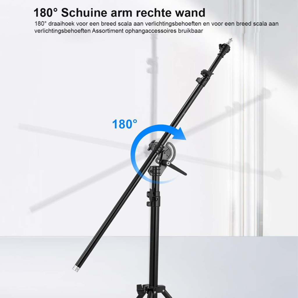 Fotostatief 400 cm met boomarm - Camera statief voor fotografie en video - Robuuste standaard - Studio opname statief