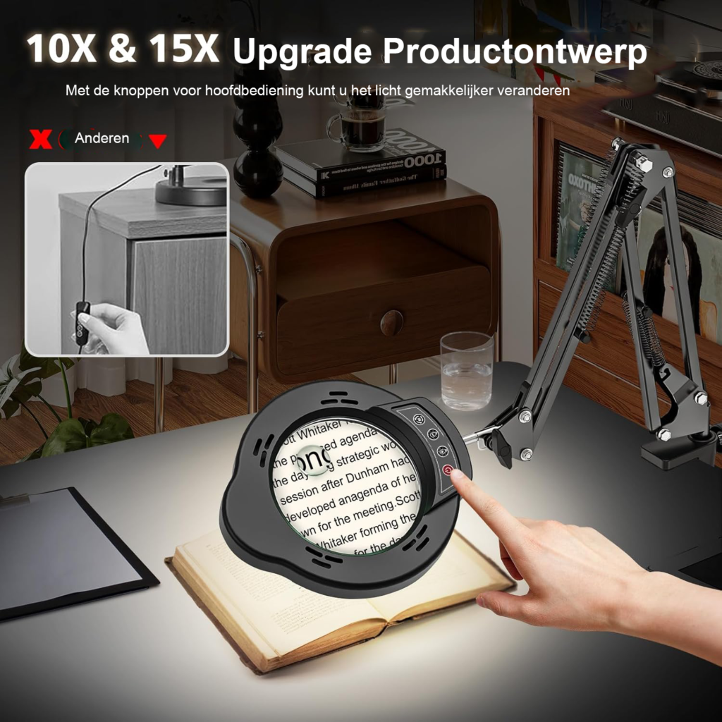 LED vergrootglas met verlichting en standaard voor hobby en reparaties 10x 15x vergroting