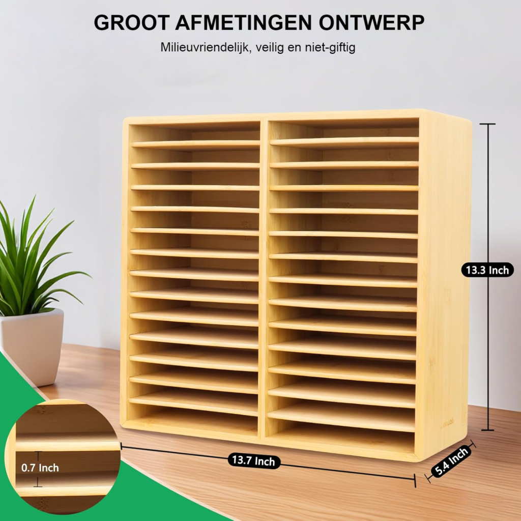 Bamboe marker organizer met 28 compartimenten voor 260 markers, stiften en potloden opbergoplossing voor kantoor en klaslokaal