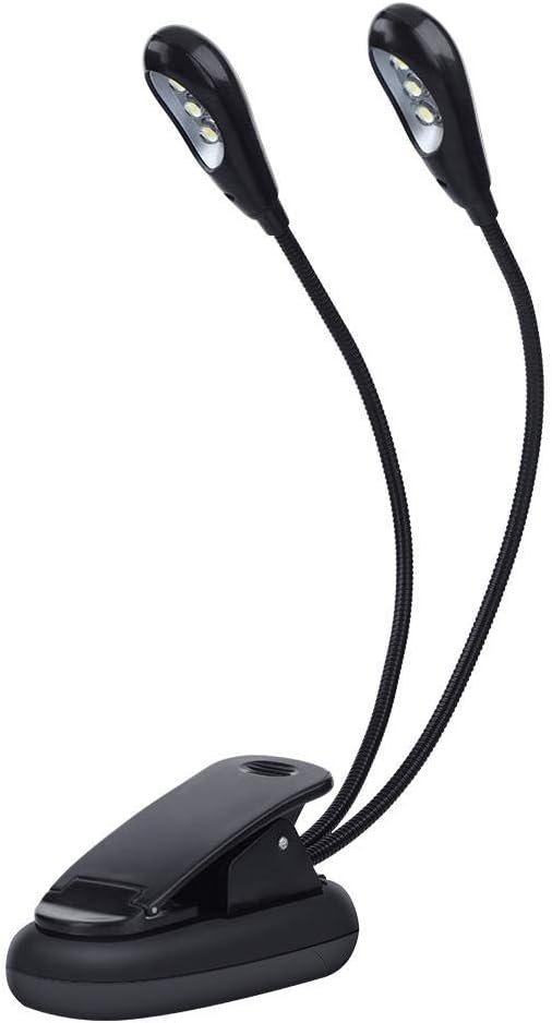 USB oplaadbare LED clip lamp met dubbele kop voor lezen en e-reader