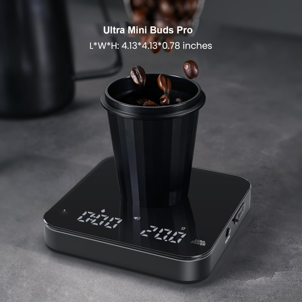 Koffieweegschaal met Timer 2 kg - Digitale Espresso Weegschaal voor Pour Over Koffie - Oplaadbaar en Nauwkeurig tot 0,1 g - Compacte Keukenweegschaal