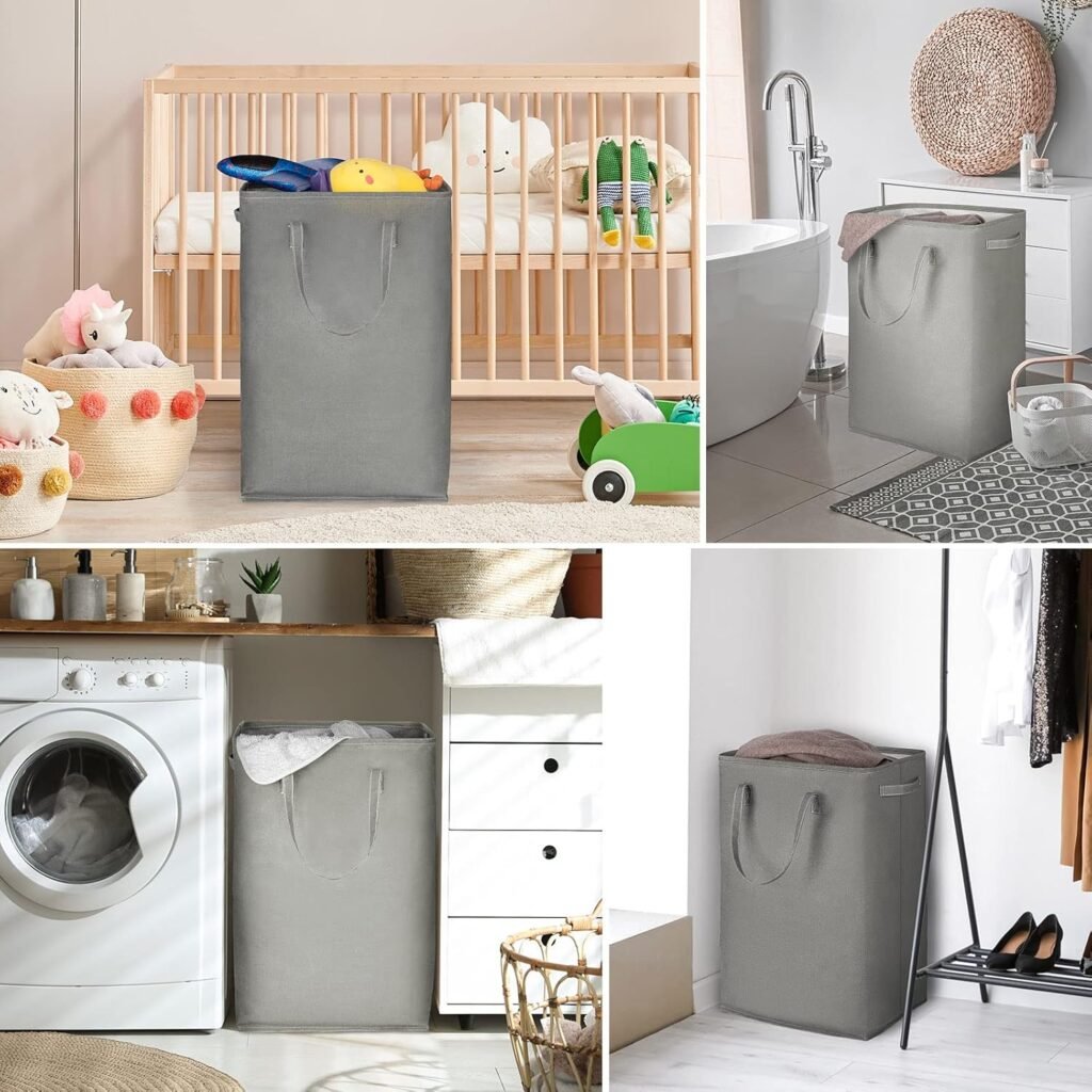 2-pack 80L opvouwbare wasmand met lange handgrepen voor badkamer en slaapkamer opslag van kleding en wasgoed