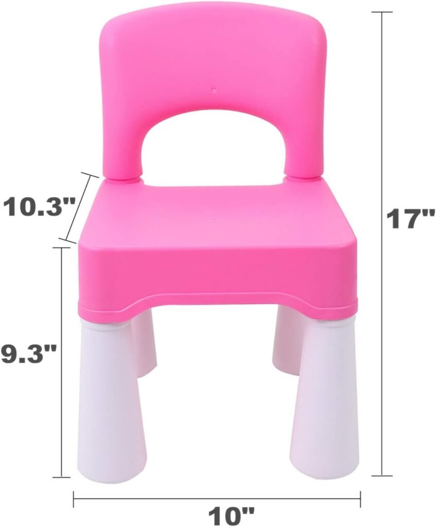 Kinderstoel Roze - Kunststof Stoel met Rugleuning voor Baby's en Kinderen - Prinsessen Zitje voor Bureau en Speelruimte - Draagvermogen tot 100 kg