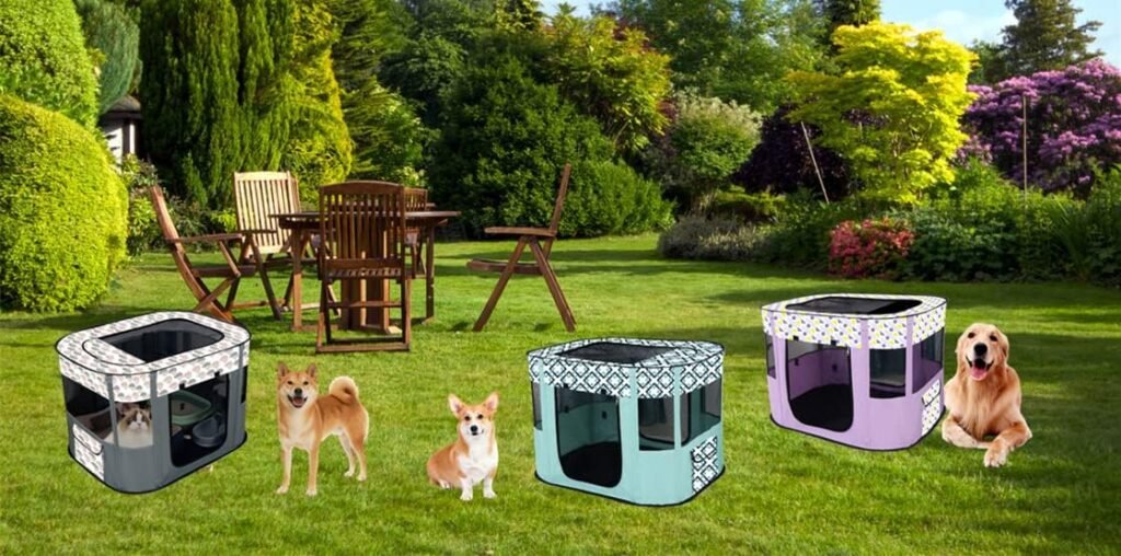 Draagbare hondenhut M 80x60 cm lichtblauw opvouwbare dierentent voor hond en kat