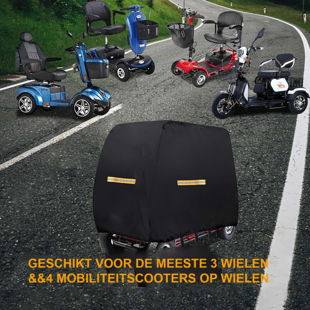 Scootmobiel regenhoes waterdicht 420D Oxford stof reflecterende strips 124x58x99 cm bescherming buitengebruik