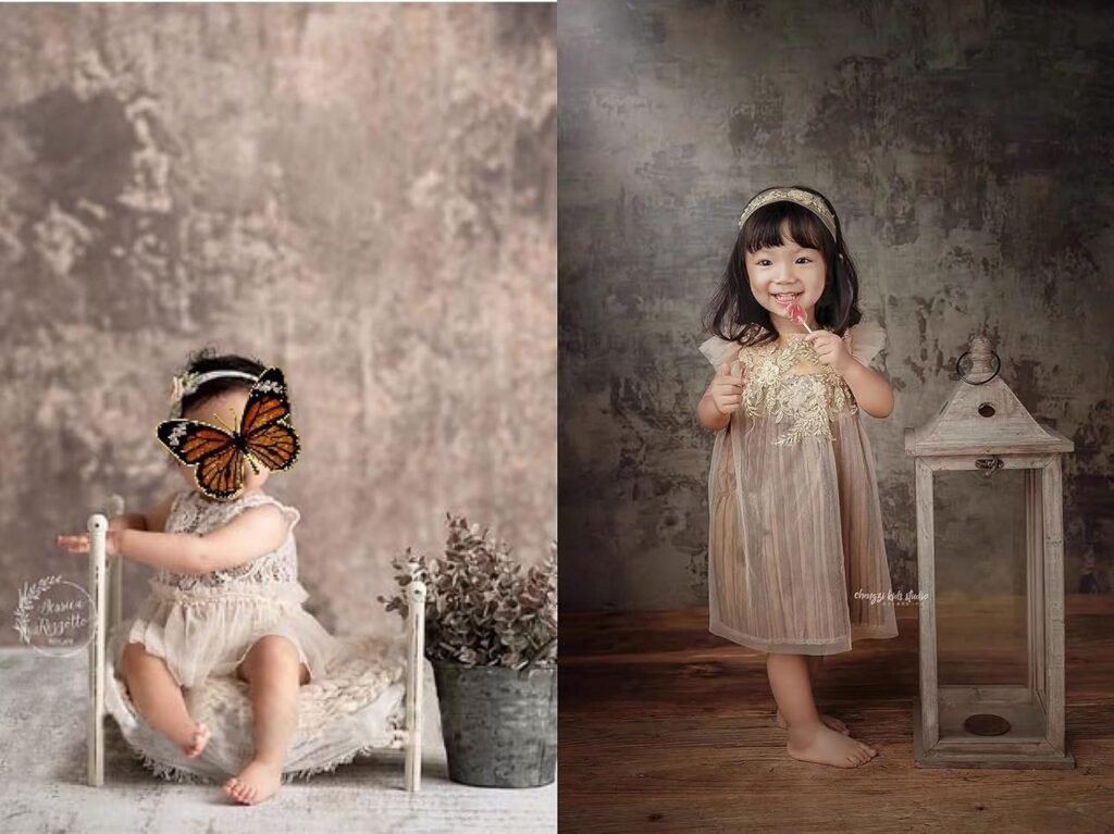 Stof fotografie achtergrond 2x3m grijs bruin betonlook voor studio, portretfotografie en vintage foto-opnames