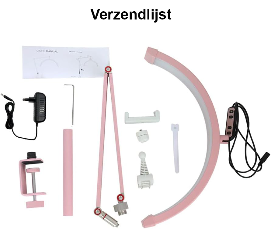 LED halve maan videolamp dimbaar 3000-6000K met C-klem tafelmontage voor make-up en livestream verlichting