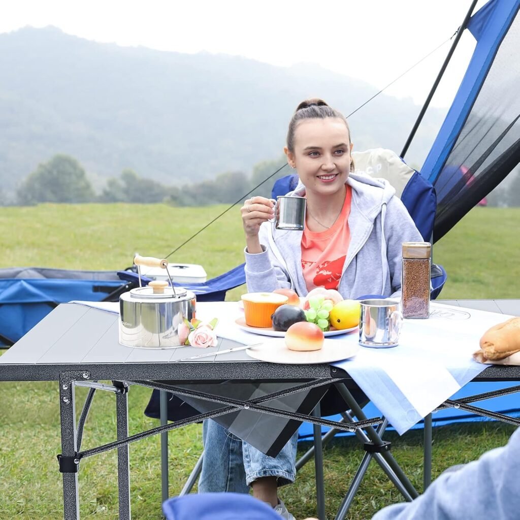 Camping vouwtafel met draagtas voor 4-6 personen, 107x70 cm, 80 kg draagvermogen, inklapbare buitentafel voor kamperen en picknick
