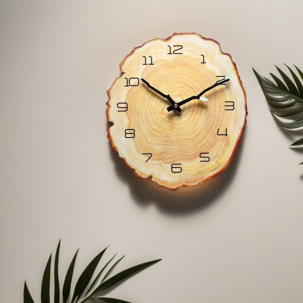 12 inch houten wandklok met jaarringen, stille quartz klok met Arabische cijfers voor woonkamer en slaapkamer