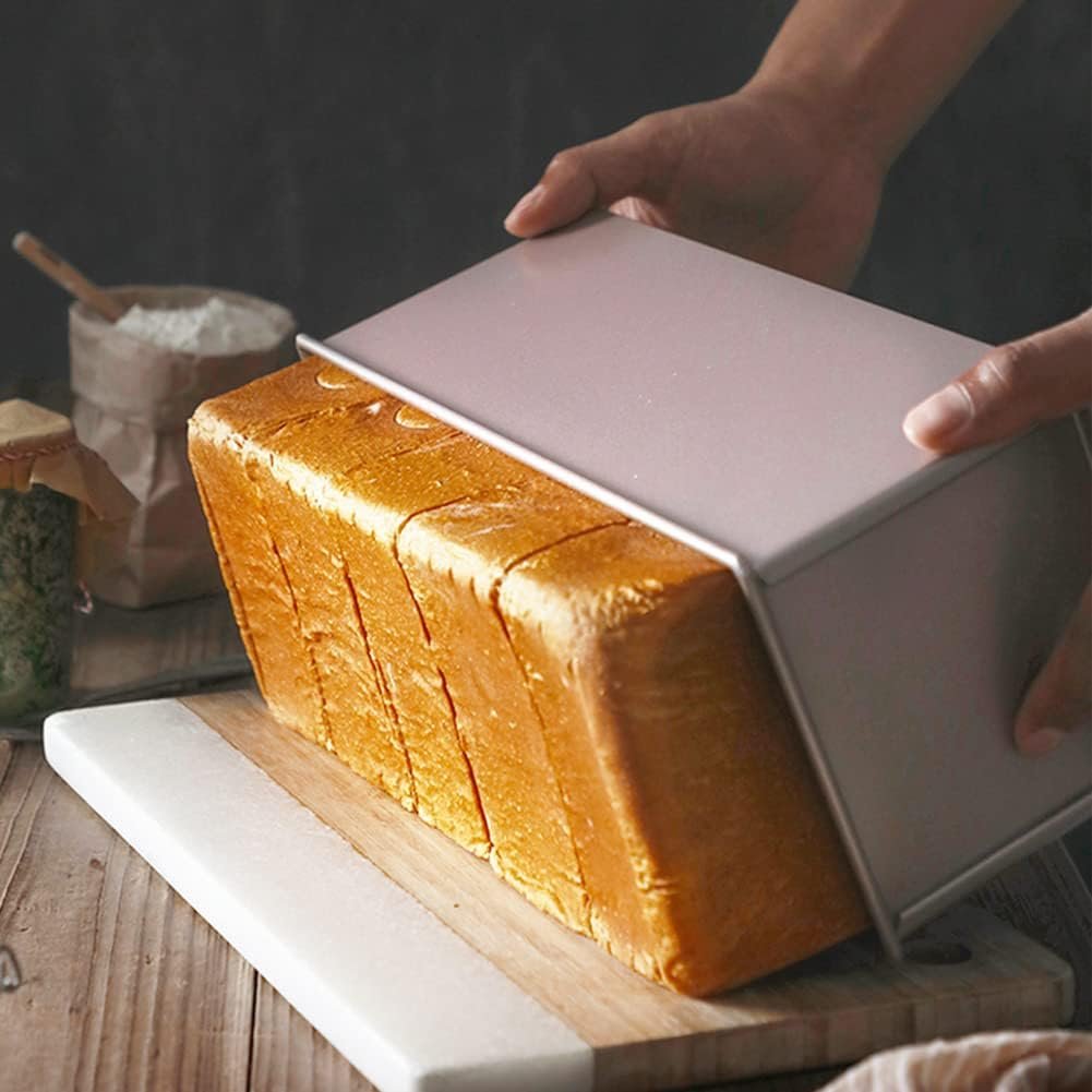 Broodbakvorm met Deksel - Grote Toastvorm voor 1200g Deeg - Antiaanbak Broodblik met Ventilatiegaten - Cakevorm voor Gelijkmatige Garing