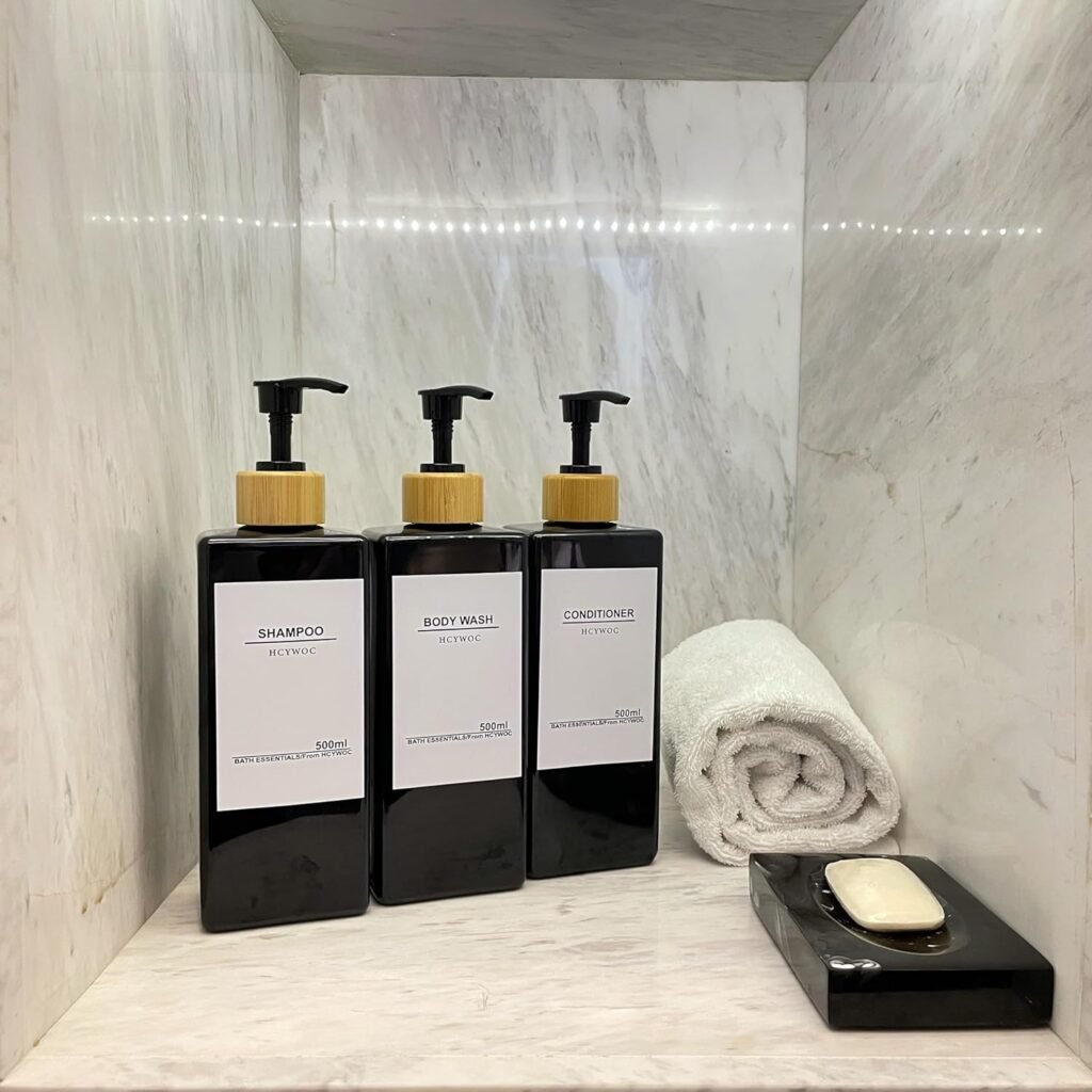 Shampoo Dispenser voor Douchecabine - Zeepdispenser met 3 Kamers voor Shampoo en Conditioner - Wandmontage Zonder Boren - 500 ml