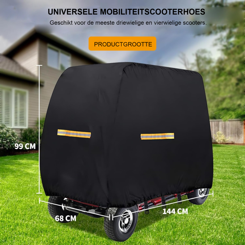 Scootmobiel regenhoes waterdicht 420D Oxford stof reflecterende strips 124x58x99 cm bescherming buitengebruik