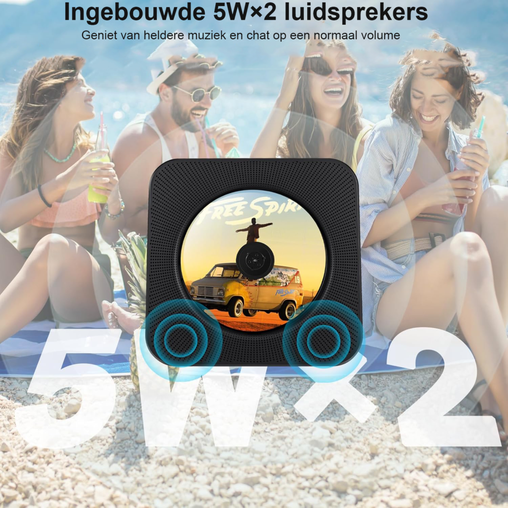 Draagbare CD-speler met Bluetooth, FM-radio, USB, AUX en afstandsbediening voor thuis en auto
