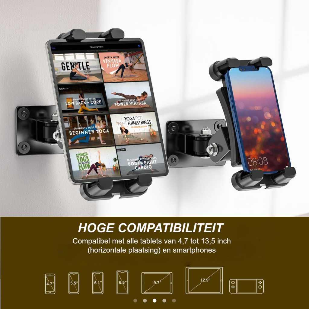 Tablet wandhouder met 360° rotatie voor universele iPad en 4,7-13,5 inch tablets met metalen bevestiging