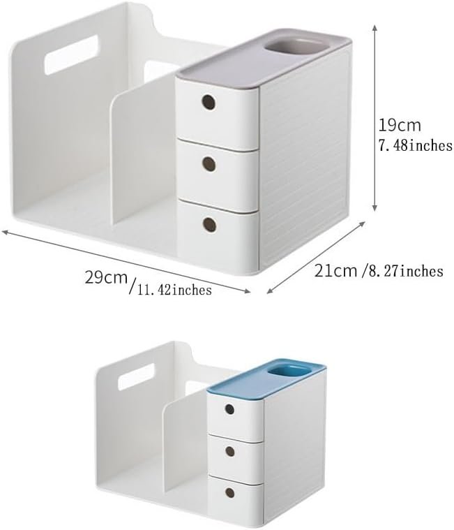Bureau Organizer Wit - Desk Organizer met 3 Ladevakjes en Penhouder - Kantoor Accessoire met Boekhouders - Kunststof Opberger voor Thuis en Kantoor