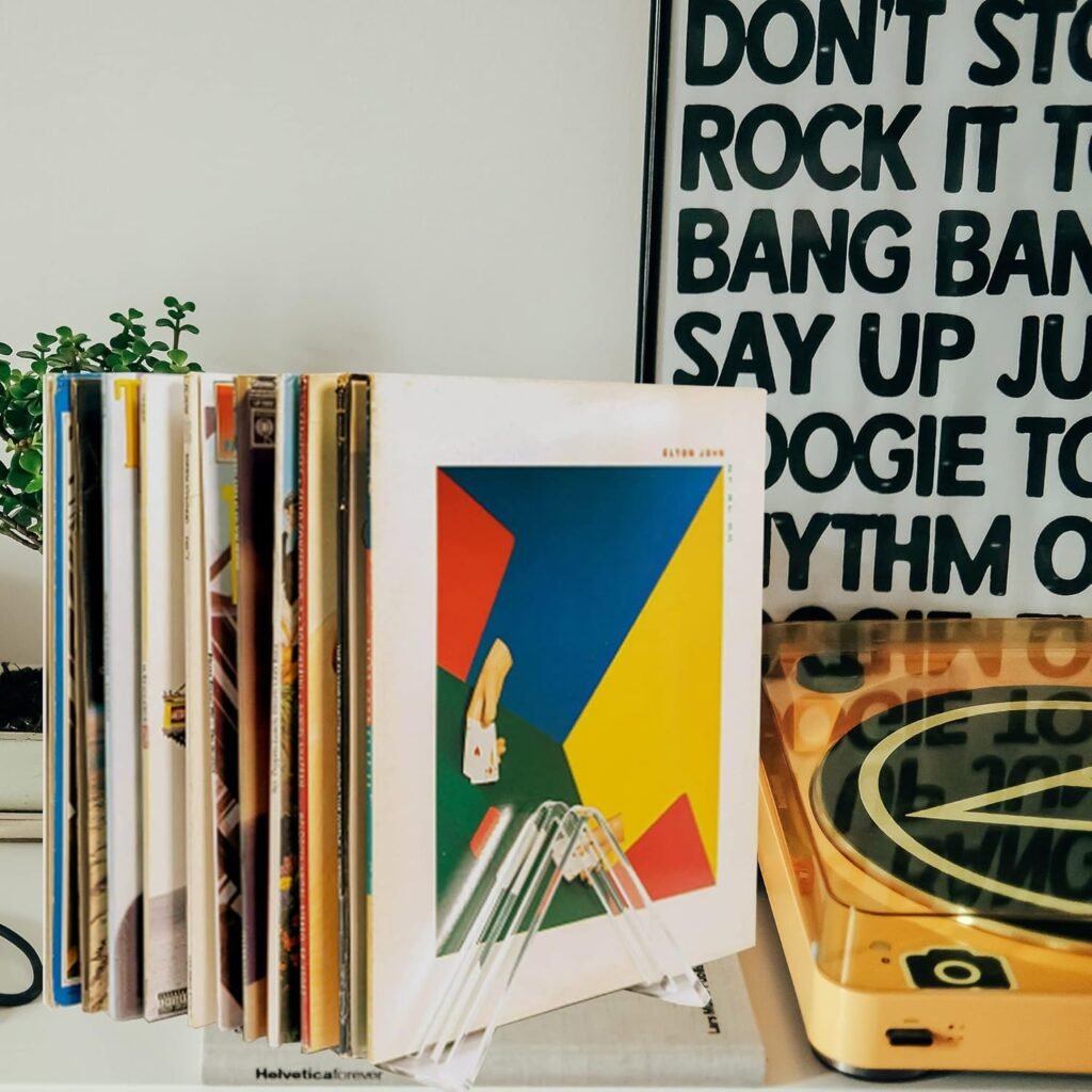Vinyl Record Houder Acryl - Platenstandaard Voor 12 Vinylplaten - Transparante LP Display Opbergrek Voor Bureau En Thuis