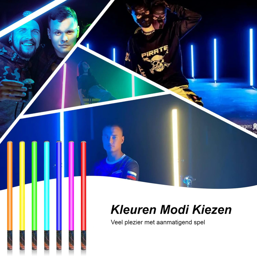 Draagbare LED videolamp RGB lichtstaaf 85 cm met dimbare functie en ingebouwde batterij