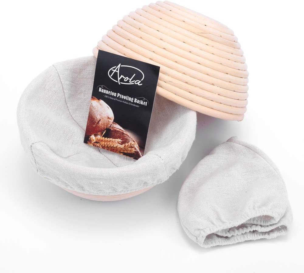 2 stuks ronde brood banneton mand van rattan met linnen voering voor het rijzen van brooddeeg 18 cm