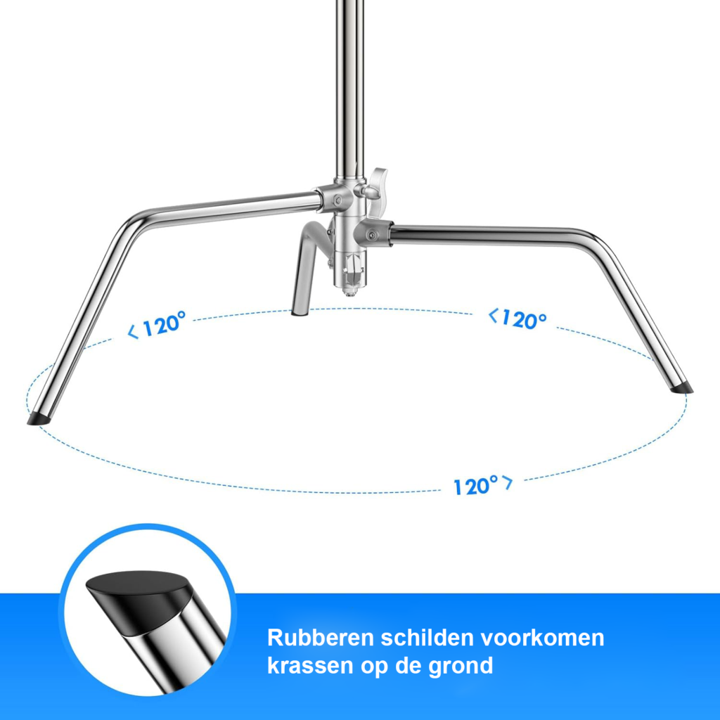 2-pack RVS C-statief met boomarm voor softbox, reflector en studiolampen 300 cm