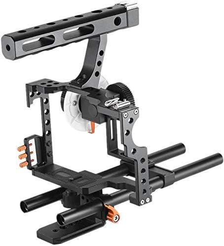 Camera rig set met aluminium camera cage, matte box, follow focus en 15mm stangen voor professionele filmopnames met Panasonic GH4
