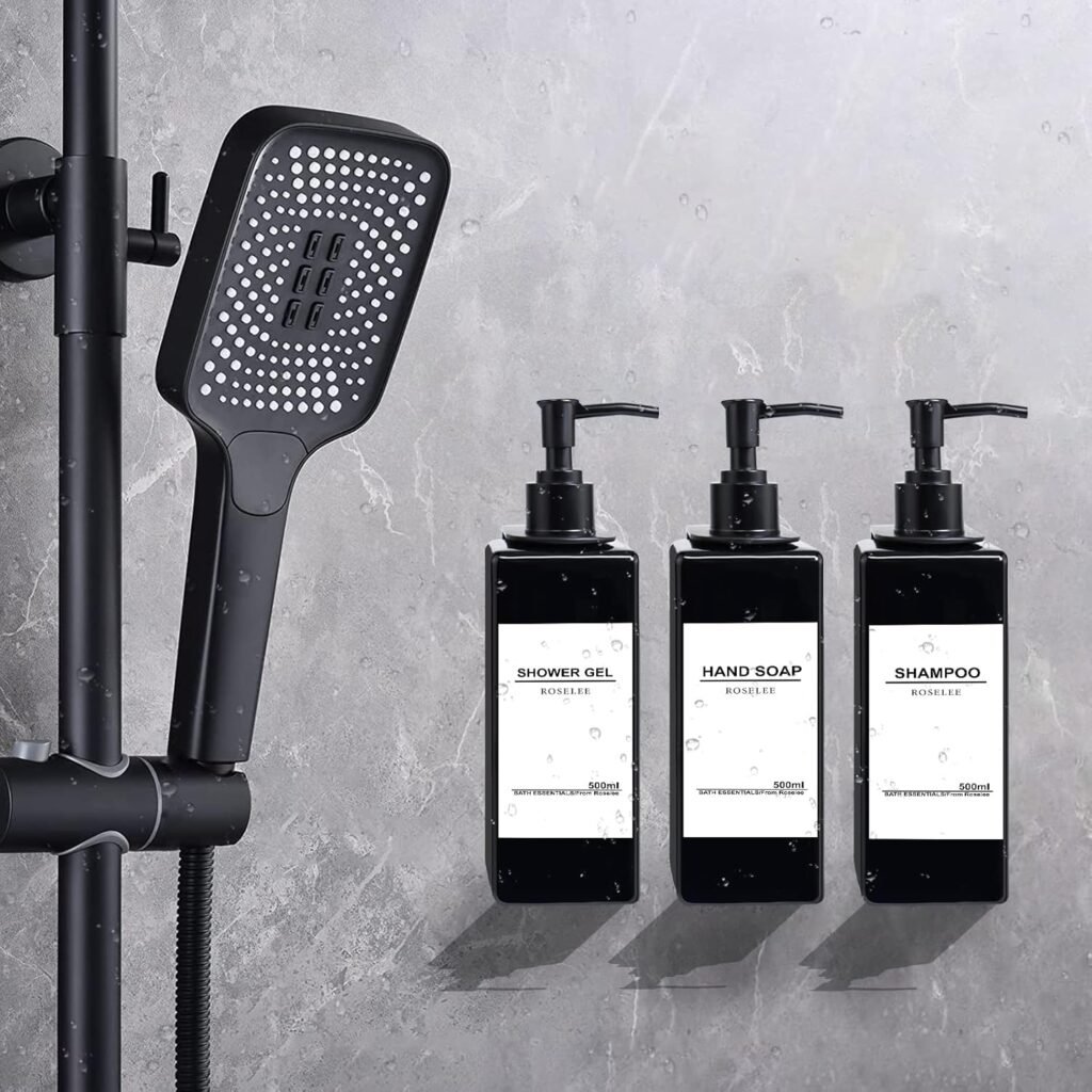 Wandgemonteerde zeepdispenser set 3 stuks 500ml zwart voor keuken en badkamer zonder boren