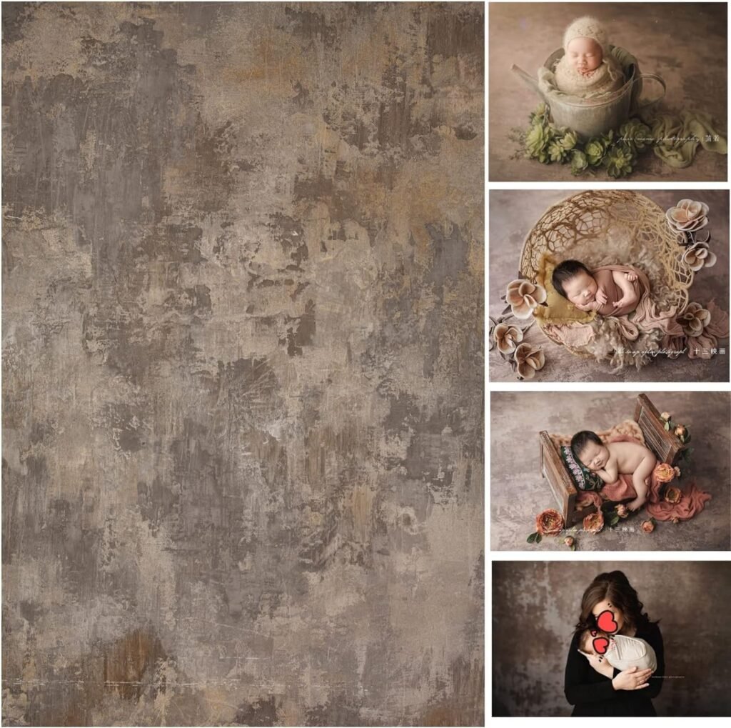 Fotografie Achtergrond 2x3m - Grijze Bruine Studio Achtergrond voor Portretfotografie - Rustieke Vintage Betonlook Achterdoek - Voor Fotostudio en Creatieve Opnames