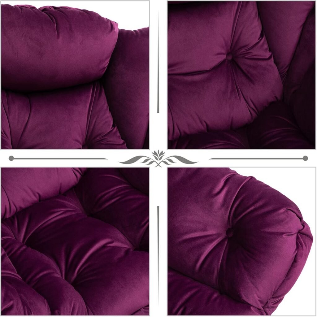 Relaxfauteuil met armleuningen - Leesstoel lounge fauteuil - Stalen frame comfortstoel - Paars woonkamer slaapkamer