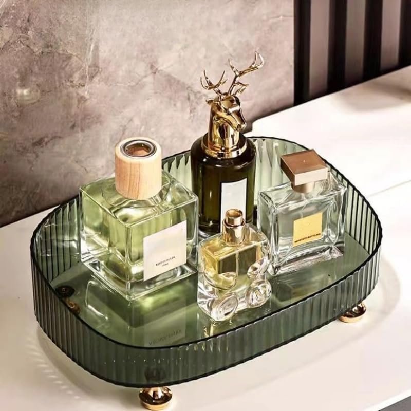 Make-up en parfum organizer groen decoratieve opbergtray voor badkamer en wastafel cosmetica en sieraden opslag tafel en aanrecht organizer