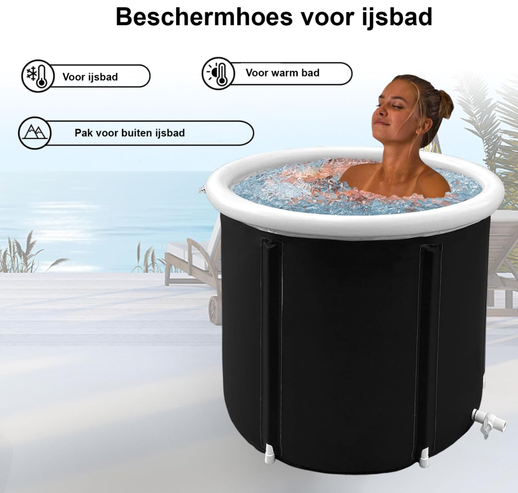 Opblaasbaar opvouwbaar bad voor volwassenen 80x80 cm, draagbaar vrijstaand zitbad en inklapbaar ijsbad voor douchegebruik