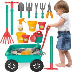 Kindertuinset met Kruiwagen 14 Delig – Tuingereedschap Set voor Buiten Spelen – Zand Speelset met Schep, Hark en Gieter – Buitenspeelgoed voor Kinderen
