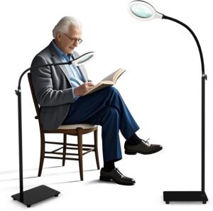 Vergrootlamp met licht statief – vergrootglas leeslamp handwerk – flexibele zwanenhals LED verlichting – 54 LED