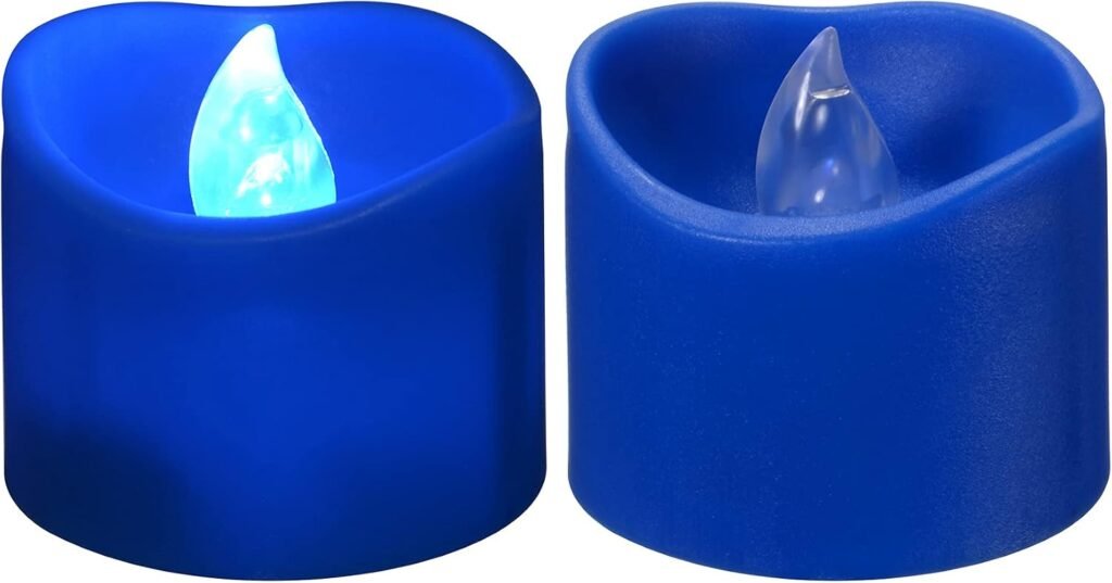 Set van 12 LED waxinelichtjes met timer en blauw flikkerend licht voor sfeerverlichting en decoratie