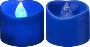 LED Waxinelichtjes Set 12 Stuks – Elektrische Theelichtjes met Timer – Flikkerend Vlamlicht voor Sfeerverlichting en Decoratie – Blauwe Kleur