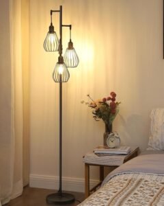 Moderne vloerlamp 166 cm – Zwarte staande lamp met metalen kappen – Dimbare woonkamerlamp met LED E27 verlichting