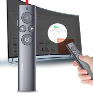 Presentatieafstandsbediening met Laserpointer – Oplaadbare Presenter met Air Mouse en Timerfunctie – Draadloze Presentatieklikker voor Windows, macOS, Linux en Android – Tot 50 Meter Bereik