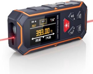 Digitale Afstandsmeter 120m – Laser Meter met Bilaterale Laser en Scherm – Oppervlakte, Volume en Pythagoras Metingen – M/FT Schaal