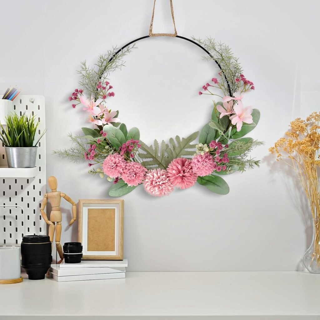 kunstbloemen orchidee deurkrans herfst wreath met metalen ring welkom wanddecoratie bruiloft en woonkamer decoratie