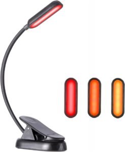 Amber Rode Leeslamp – Clip-on Nachtlampje voor Bed – USB-C Oplaadbaar met Flexibele Klem – Blauwlichtvrije LED Leesverlichting 1600K