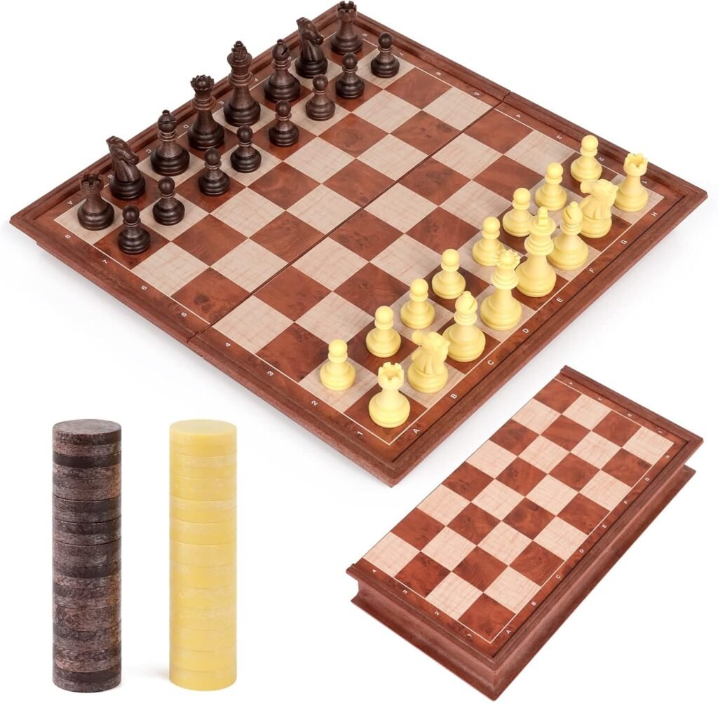 magnetisch schaak en damspel 2 in 1 opvouwbaar schaakbord met opbergvak en opbergzak reis schaakset familiespel voor kinderen en volwassenen