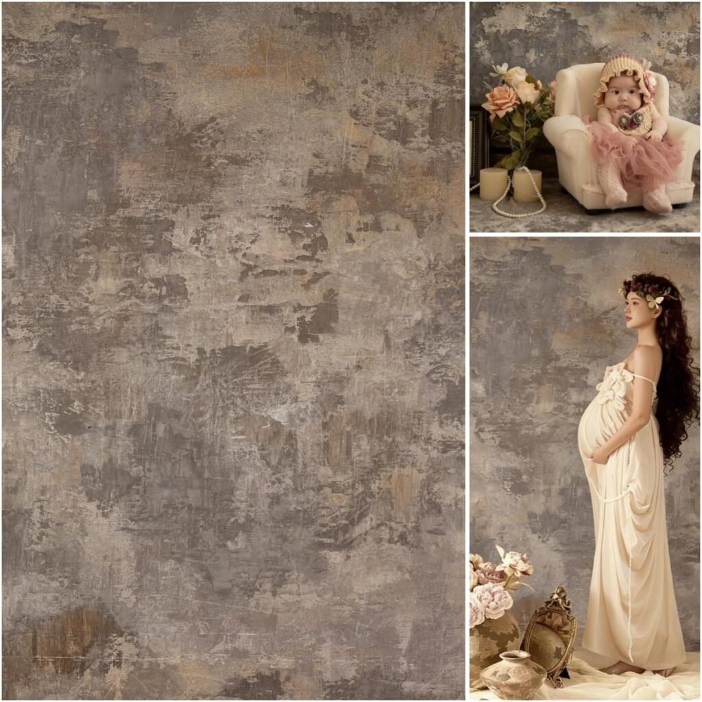 Stof fotografie achtergrond 2x3m grijs bruin betonlook voor studio, portretfotografie en vintage foto-opnames