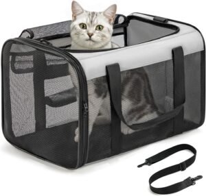 Hondentransportbox Vouwbaar Zwart – Draagbare Reistas Voor Honden En Katten – Lichtgewicht Reisbox Met Hondenkom – Geschikt Voor Auto En Vliegtuig
