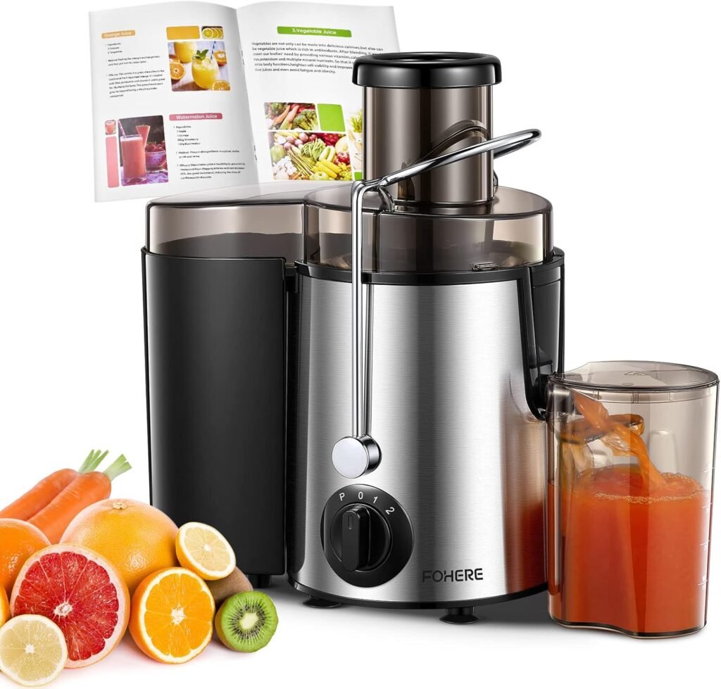 RVS juicer voor fruit en groenten met 400W vermogen en brede vulopening