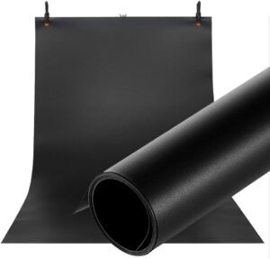 PVC Fotografie Achtergrond Zwart 100×200 cm – Waterdichte Matte Achtergrond voor Fotostudio – Portret- en Productfotografie – Geschikt voor Video en Feestfotografie