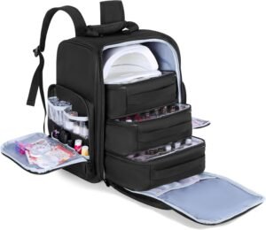 Nagellak organizer rugtas – Manicure opbergtas voor accessoires – Ruime opbergvakken en indeling – Zwart