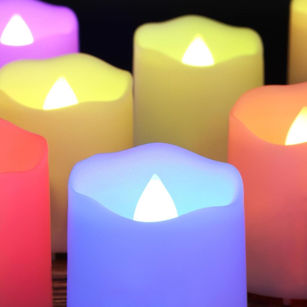 12-delige RGB oplaadbare LED waxinelichtjes met afstandsbediening, timer en warm wit flikkerend licht voor decoratie